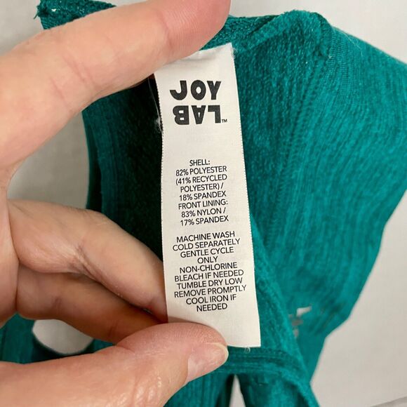 Joy Lab Size Small Sports Bra - Green Medium Support Longline Crossback - Picture 5 of 5